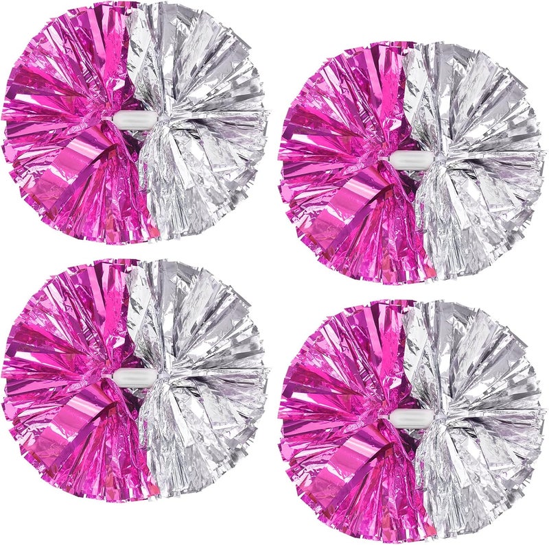 HOLENGS 4Pcs Upgraded 12inch Metallic Cheerleading Pom Poms, Cheerleader Pompoms Cheer Poms for Kids Adults, Cheering Squad Pompoms for School Sports Games Dance Party - Image 1
